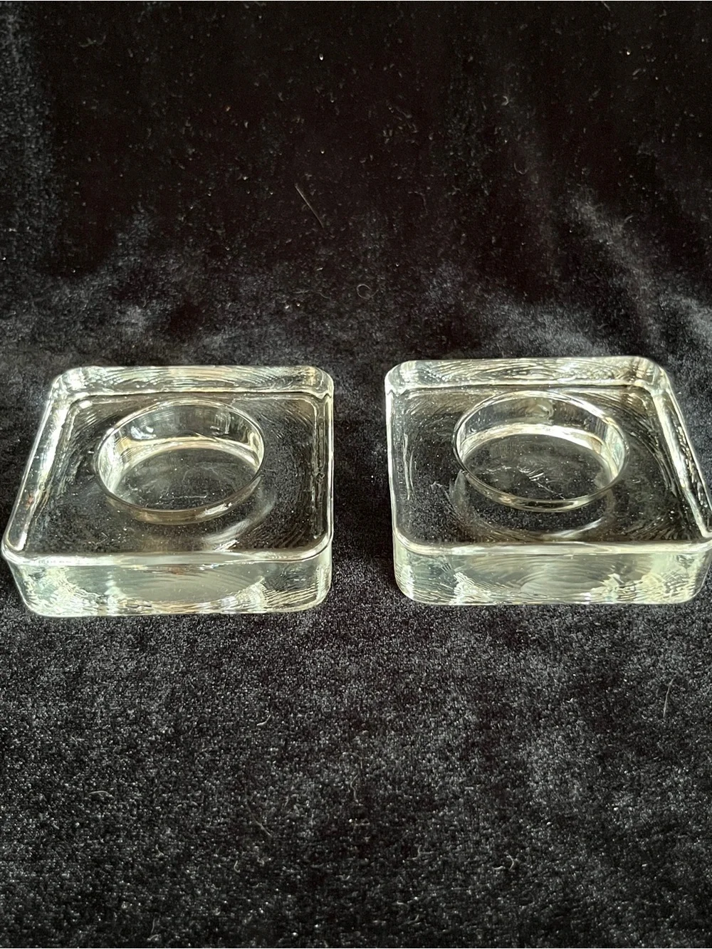 Set of 2 Recycled Clear Glass SquareVotive Candle Holders